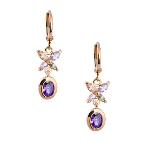 1Pair Women Purple Zircons Earrings Simple Hanging Ear Rings Ear Studs Jewelry - Picture 11 of 11
