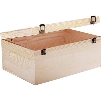 14'' X 10'' X 6.5''- Large Wooden Box with Hinged Lid - Unfinished Wood Box - Pine