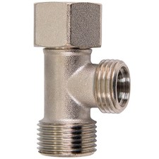 Bidet T Adapter, 7/8 x 7/8 x 1/2, Brass Coated Nickel, 3 Way Tee Connector