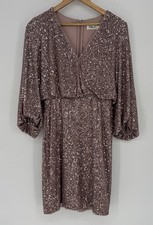 Eliza J Pale Pink Sequined Dress Lined Dolman 3/4 Sleeve Party Women’s Size 2