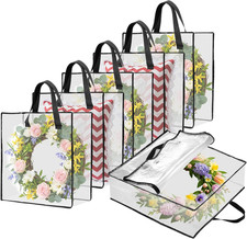 6 Pack Decorative Wreath Storage Container, 26" Clear Wreath Storage Bags for Ha