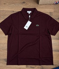 Lacoste Men?s Polo Shirt L Burgundy Mercerised Cotton Short Sleeve BNWT