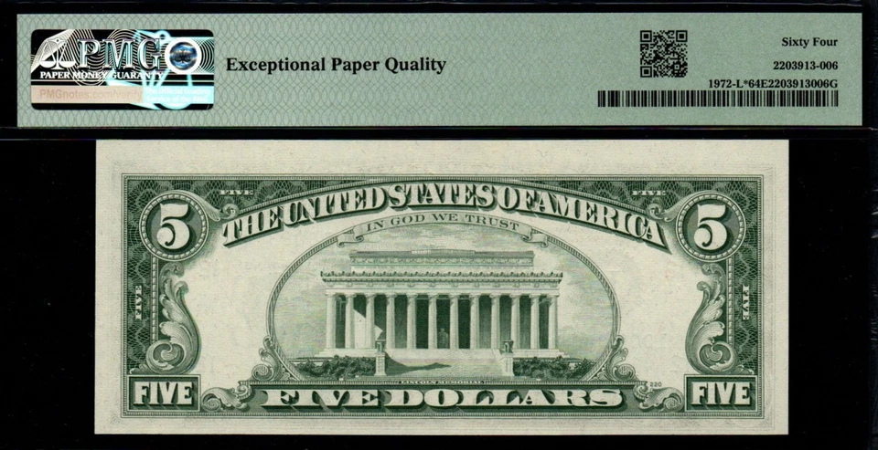 $5 1969C Better San Francisco *STAR* PMG Choice UNC 64 EPQ Federal Reserve Note! - Image 2 of 2
