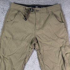 Prana Stretch Zion II Relaxed Fit Pants Mens 30x32 Green Outdoors Hiking Belted