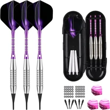 Soft Tip Darts Set – 20g Brass Barrels, Plastic Tips, Green Aluminum Shafts, ...