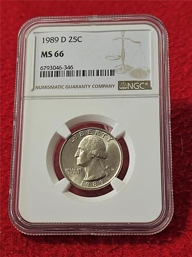 1989-D WASHINGTON QUARTER   NGC MS 66  UNCIRCULATED                     #T1593