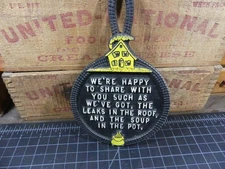 Vintage Cast Iron Trivet We’re Happy to Share Farmhouse Kitchen Wall Decor