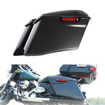 Vivid Black 4'' Stretched Extended Hard Saddle Bags Fit For Harley Touring 14-24