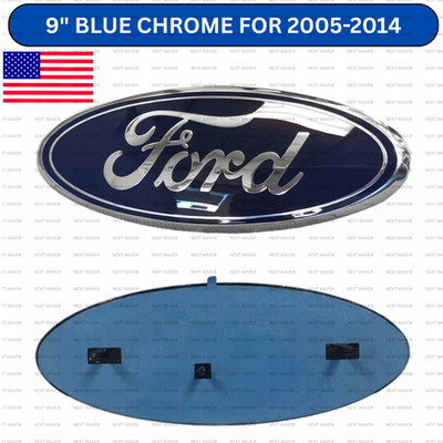 9'' Blue/Chrome Ford Emblem 2005 2006 2007 2008-2014 F150 Front Grille Tailgate 1