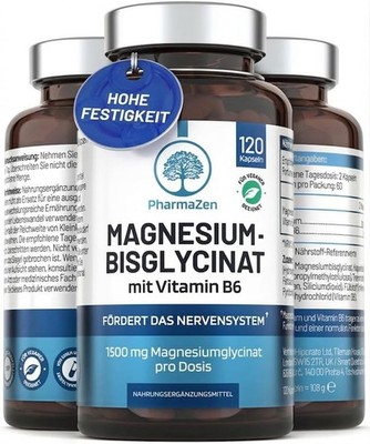 Magnesium Bisglycinat 300mg + B6   120 Kapseln   Vegan