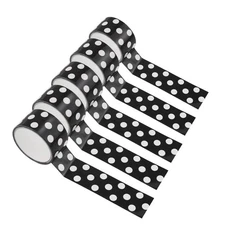 WANDIC Polka Dot Tapes 5 Rolls Black White Self-Adhesive Washi for Crafts Scr...