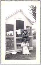 Vtg B&W Snapshot Women Striped Tops By Lion's Den 1948