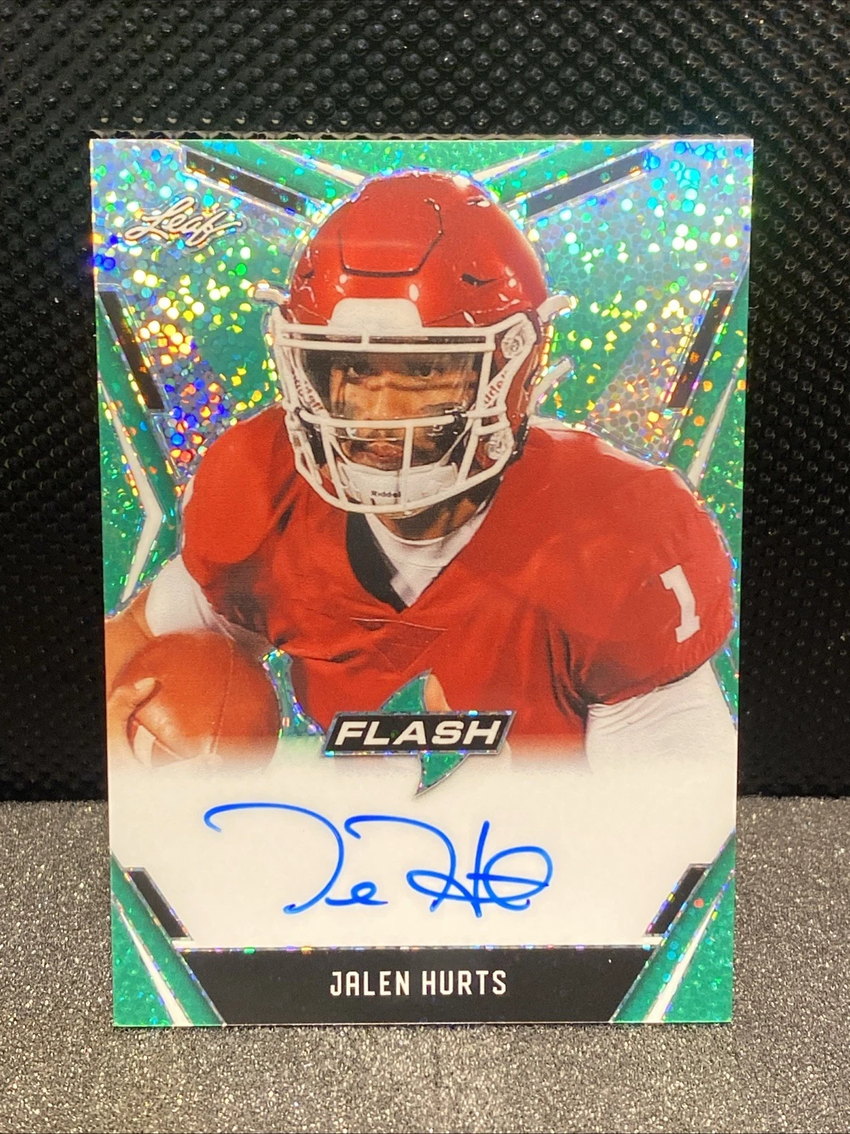 Jalen Hurts Leaf Flash Autographs Portrait #PAJH1 Green