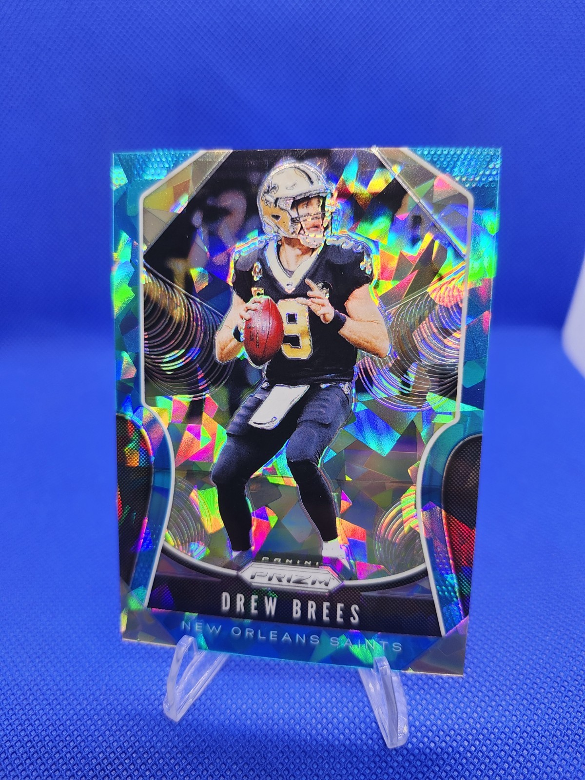 2019 Panini Prizm Drew Brees Blue Cracked Ice /99 New Orleans Saints
