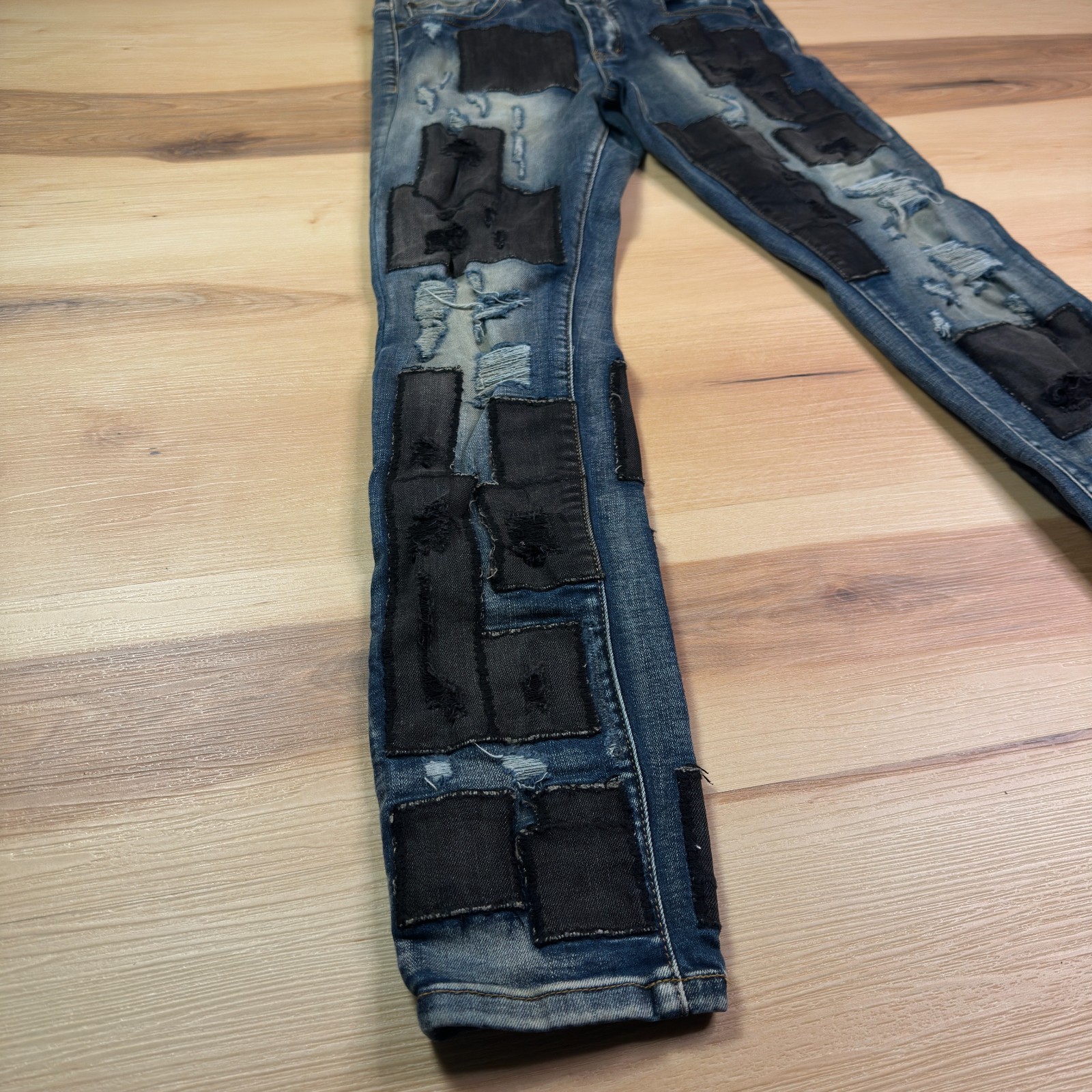 VALABASAS Panels Stacked Patchwork Denim Jeans Me… - image 2