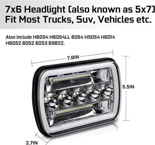 7X6Inch Led Halo Headlight for International Harvester 9900 9200 9400I 4700 4800 - Picture 7 of 10