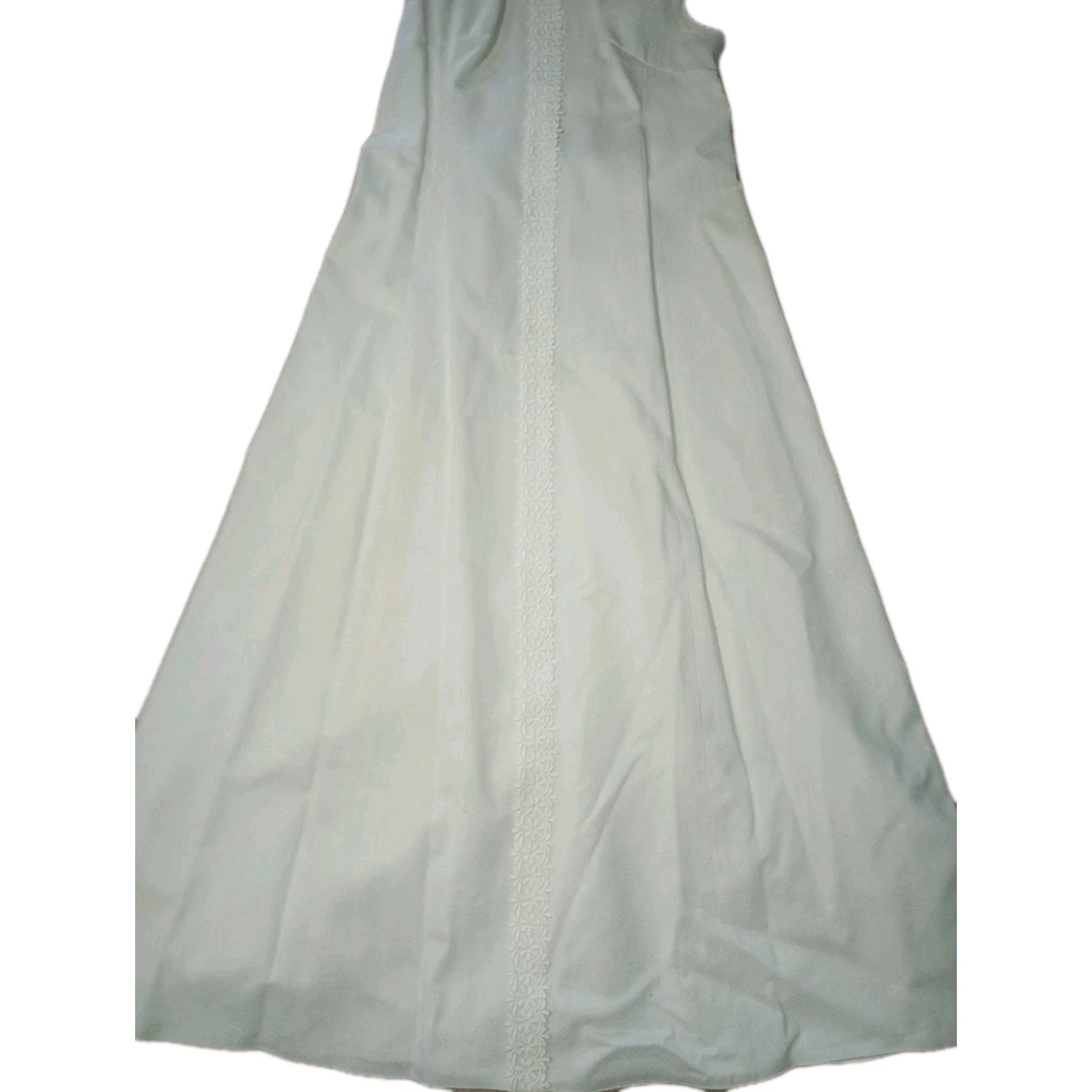 OFF WHITE Abito vintage anni 50 60 margherita bordo bianco sporco matrimonio hostess floreale floccato