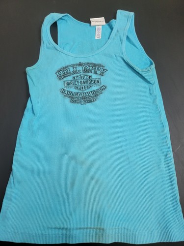 Harley Davidson Small Tank Top Women’s Blue Rhinestones South Dakota