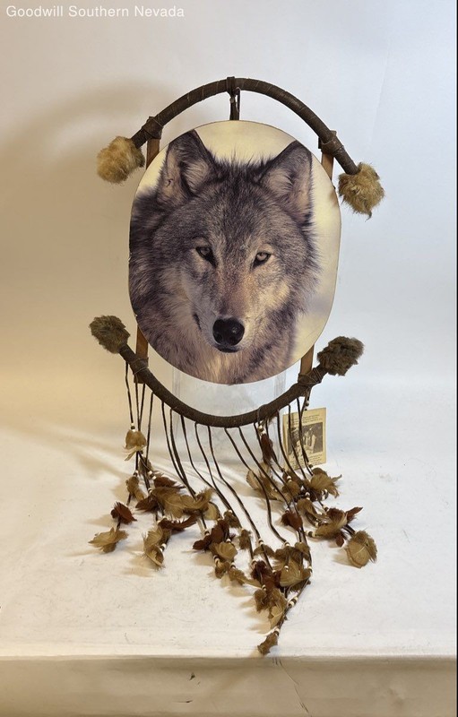 Handmade Mandella Shield w/ Wolf Print by Chico Art
