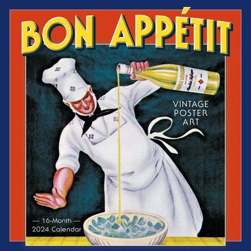 Bon Appétit 2024 Wall Calendar — Vintage Poster Art, 16-Month Cooking Cal...