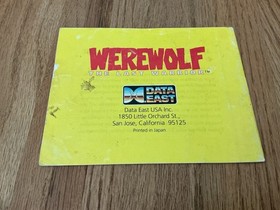Werewolf The Last Warrior (Nintendo NES) Manual Only!