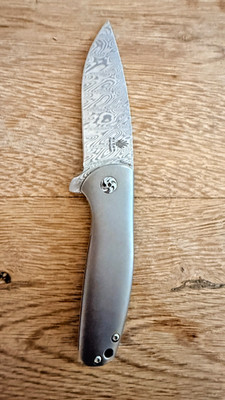 Kizer Gemini Mini - Damasteel Blade Titanium Scales