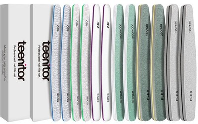 Teenitor 12pcs Nail Files and Buffers, File Buffer Block 12, White 