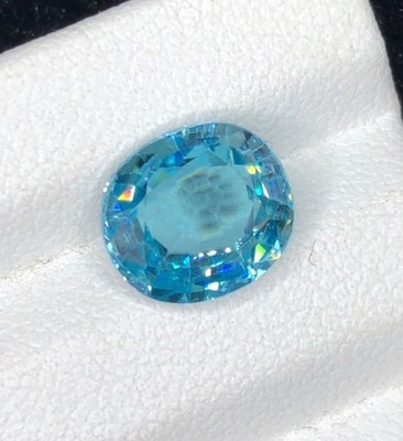 Natural Blue Zircon 3.35 Ct Oval Cut   Vibrant Fire Blue Zircon Loose Gemstone