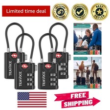 Secure Your Belongings with TSA Approved Combination Travel Locks - Black 4 Pack