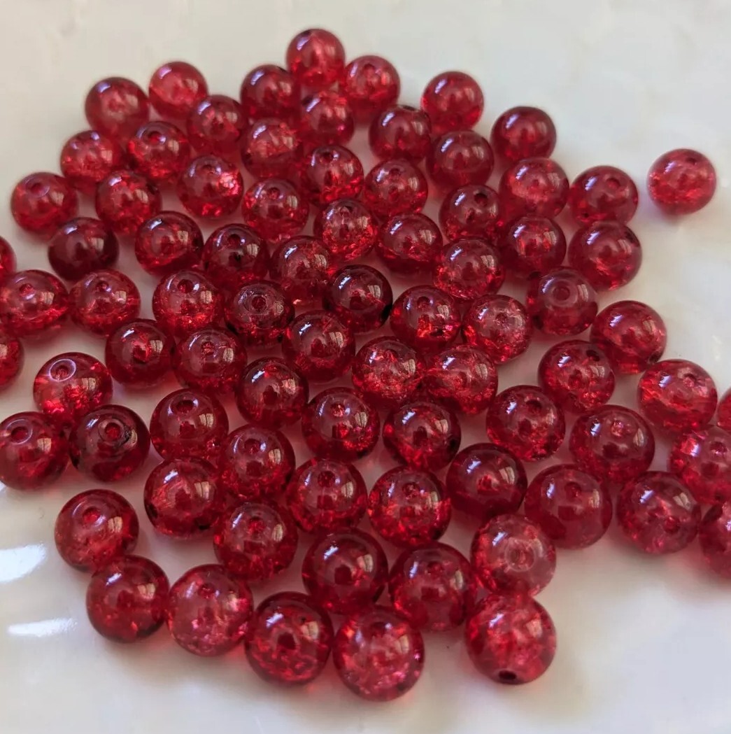 Steelhead, Salmon, Trout Red Crackled Fishing Tackle Glass Bead Sinking