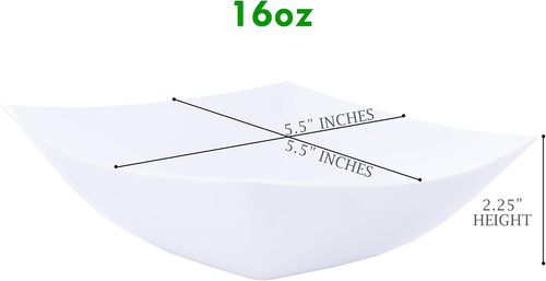 Disposable Square Serving Bowls, Party Snack or Salad Bowl, Plastic Clear or Whi - Picture 6 of 7
