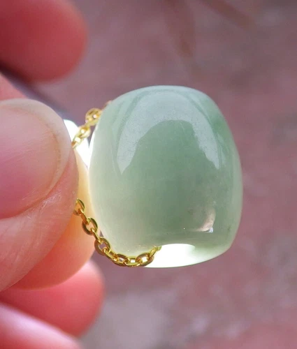 Certified Green Natural A JADE JADEITE PENDANT Circle Donut Bead