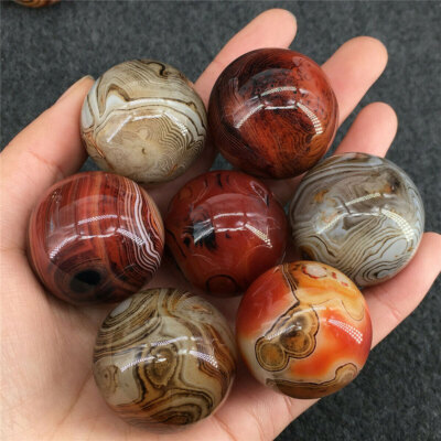 2pc Natural Silk Sardonyx Agate sphere 30MM quartz crystal ball mineral healing