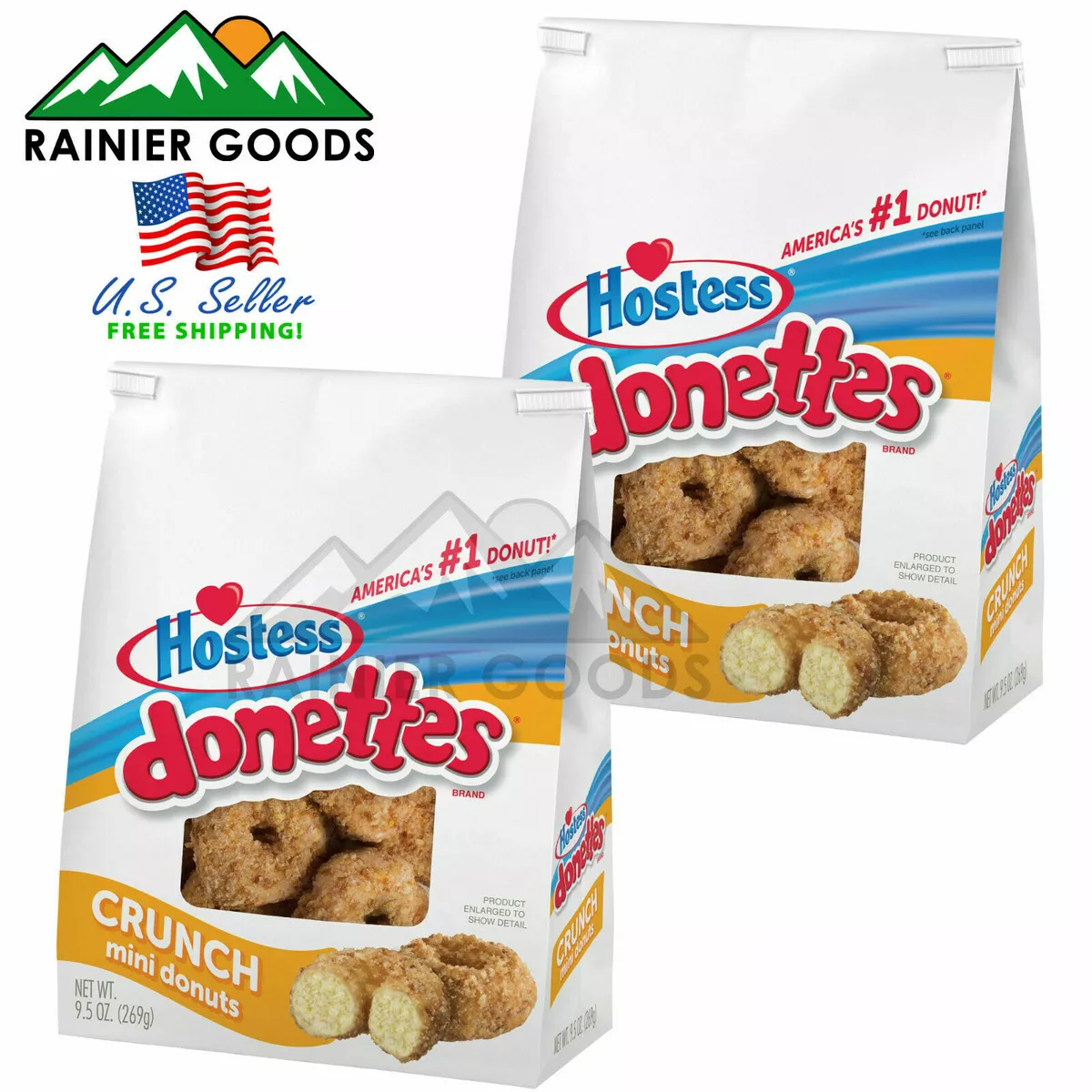 Hostess Donettes Crunch Mini Donuts Doughnut 2-Pack | eBay