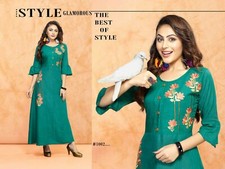 WOMEN RAYON EMBROIDERY WORK LONG KURTA