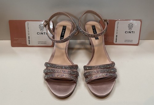 Cinti Size 38 EU (US Size 7) Pink Glittery Vintage Italian Heeled Sandals w/ Box - Picture 2 of 9