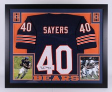Gale Sayers Signed Bears 35"x43" Framed Jersey (JSA COA) 1965 NFL R.O.Y / HOF RB