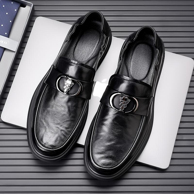 SAOLA Scarpe comode morbide da uomo leisure retrò britanniche business Oxford pull on punta rotonda