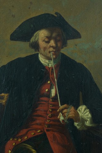 Painting Antique St.Meissonier Portrait Man Drive Book Smoker Tavern X 2 - Picture 9 of 15