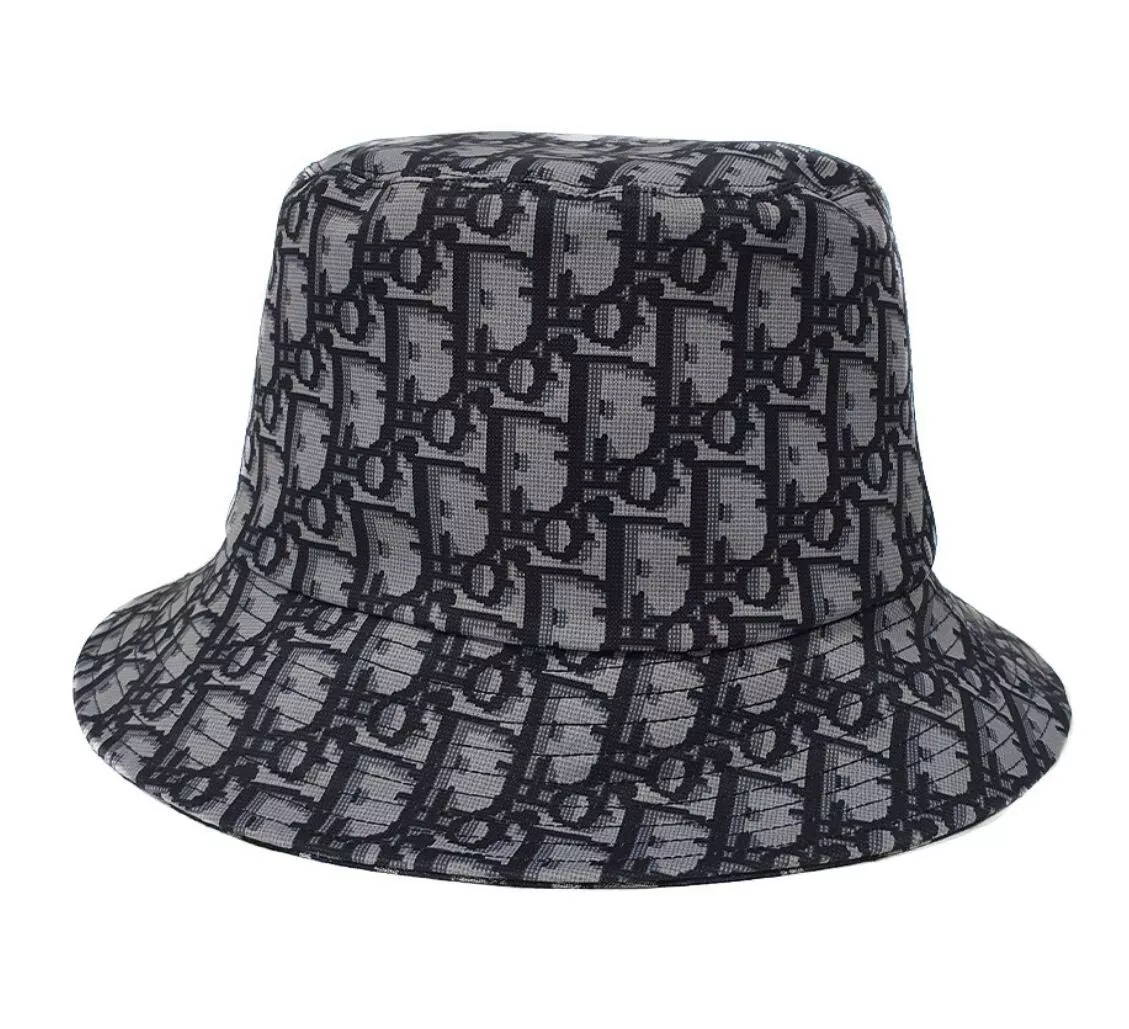 DIOR OBLIQUE BUCKET HAT Black Grey Blended Cotton Jacquard