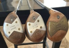 Vintage Wilson Persimmon Woods Driver Spoon Brassie Set all Original 40s 50s