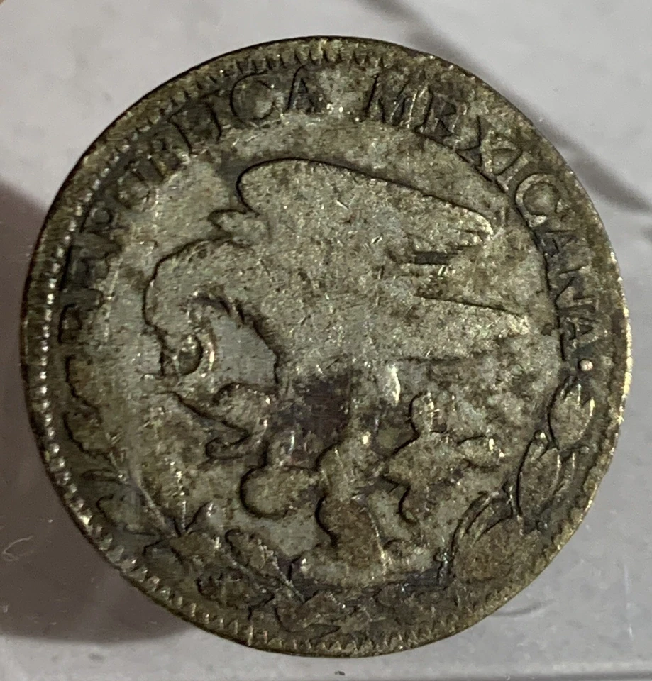 MONEDA DE PLATA DE 2 REALES DE MÉXICO 1824-- "ÁGUILA CUELLO GANCHO" RARA** UN AÑO Foto 3 de 4