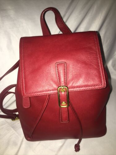 Coach Deep Red leather Gold brass vintage Y2K bac… - image 1