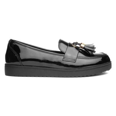 Little Diva Girls Shoes Black Kids School Patent Loafer Memory