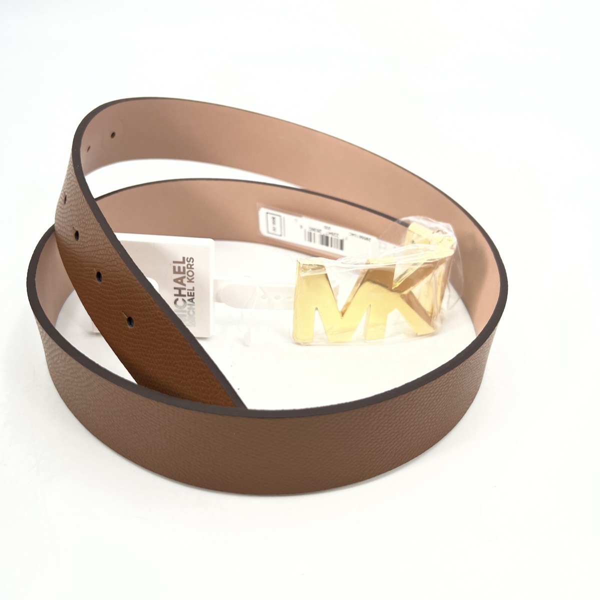 Michael Kors Twist Reversible Mk Logo Brown/Light Pink Belt  display picture 3