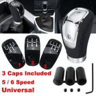 Universal Leather Car Manual Gear Stick Shift Knob Shifter Lever Head 5/6 Speed
