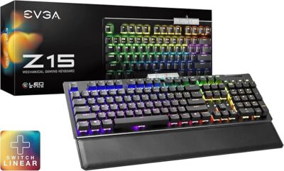 EVGA Z15 RGB USB Gaming Keyboard, RGB Backlit LED, Hotswappable Mechanical Kailh
