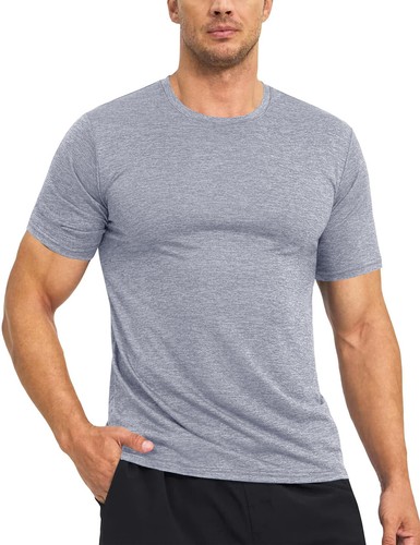 Mens Performance Gym Shirt Short Sleeve Athletic Runing Dry Fit Workout Casual T - Picture 29 of 104