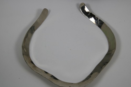 Silver with Brass Edge Solid Modern 13" Collar Choker Necklace 30 Grams - Picture 5 of 5