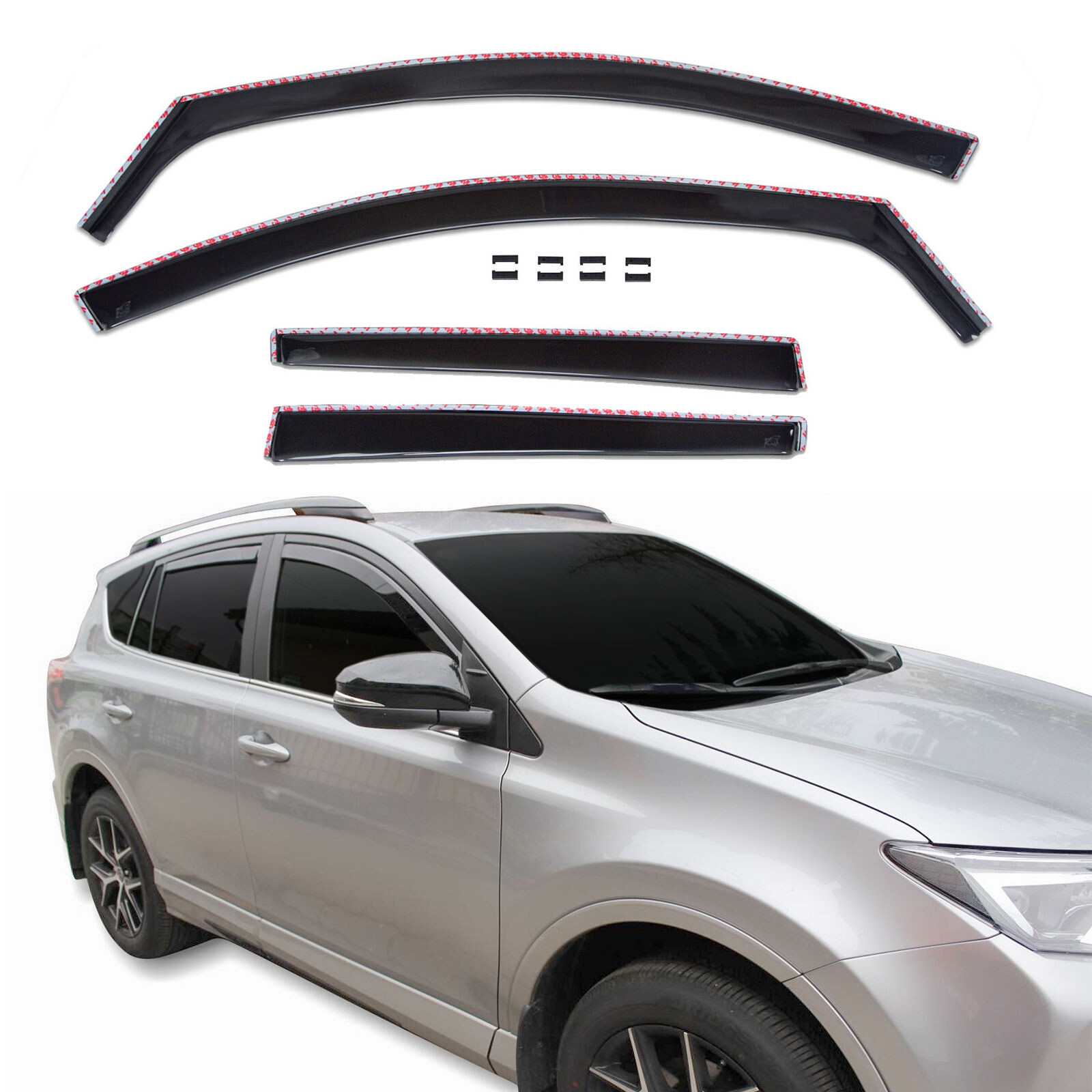 Déflecteurs d'air pour Toyota Rav4 roulant vitres ouvertes sous la pluie sans buée